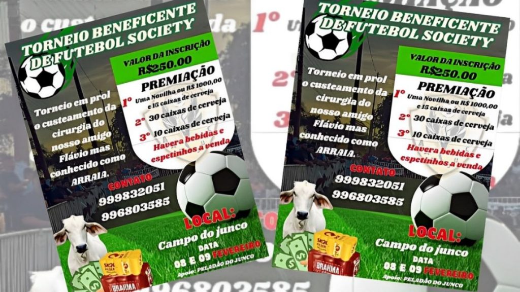 “Torneio Beneficente de Futebol Society” em prol de Flávio Arraia