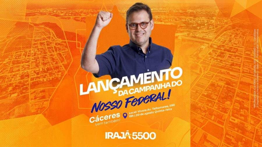 O amanhã pede passagem: Irajá Lacerda lança campanha em Cáceres com o compromisso de “Cuidar de Pessoas”